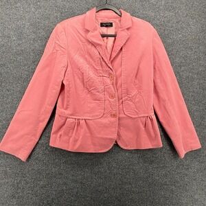 Talbots Corduroy Blazer Jacket Womens 12 Pink Sigle Button Up Ladies 90s Cottage